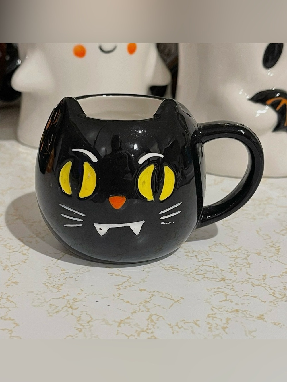 LANG HALLOWEEN BLACK VAMPIRE CAT MINI ESPRESSO MUG CUP COFFEE BAR DECOR